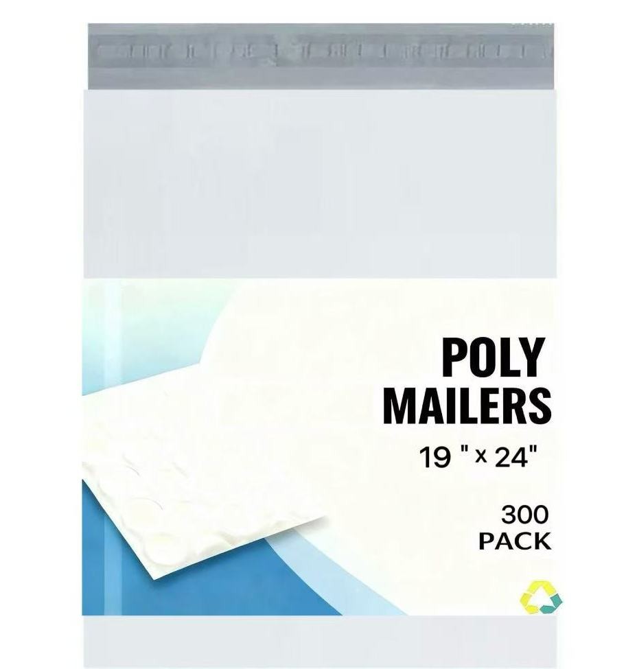 #7 19×24 Poly Mailers Plastic Envelopes Shipping Bags White 300 Pieces