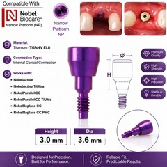 US Nobel Biocare Titanium Healing Abutment NP RP Internal Conical ∅3.6/5.0/6.0mm
