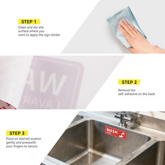 4PCS Wash Rinse Sanitize Sink Labels Stickers, Waterproof Hand Wash Only Sign, S