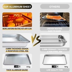 Commercial Quality Baking Sheet Pan Set, Natural Aluminum 18x13in,