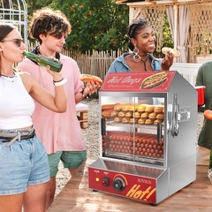 30L/40L 500W Commercial Hot Dog Steamer 2-Tier Electric Bun Warmer W/Slide Doors