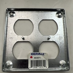 4″ Square Metal Double 2 Duplex Receptacle Plate Iberville BC8371 CSA Approved