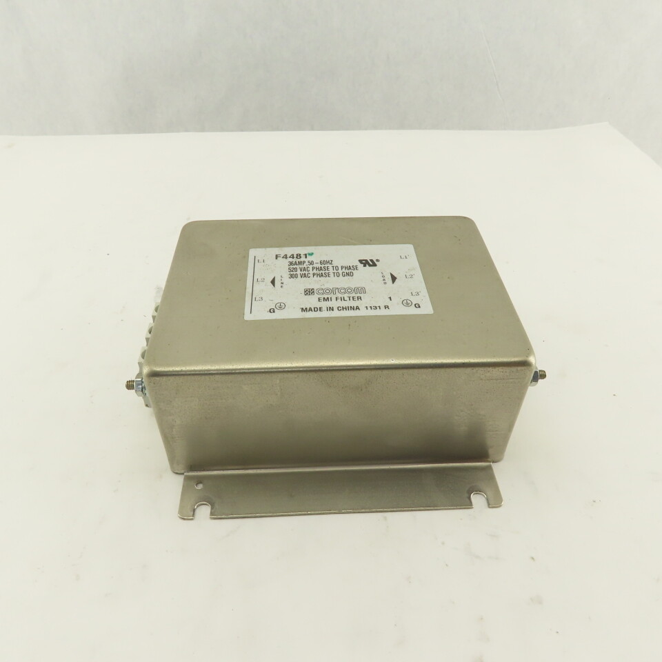 Corcom F4481 EMI Filter 36A 50/60Hz 520V Phase to Phase 300V Phase to Ground