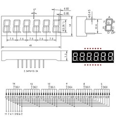 2Pcs 0.36inch 7 Segment 6 Digit Common Cathode 0.36″ RED LED digital Display NEW