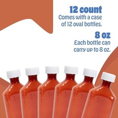 Amber Graduated Oval Liquid Medicine Bottles Plastic CR Caps Multiple Sizes