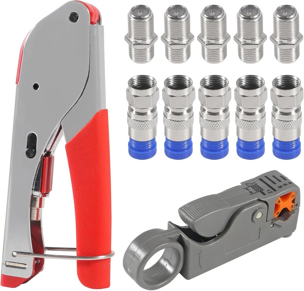 Coax Cable Crimper Tool Kit with 20pcs F Type RG59 RG6 Compression Connectors…