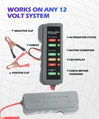 12V Car Battery Tester Automotive Battery Alternator Tester with LED Indicator