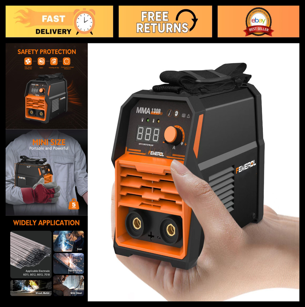 Portable 130A Mini MMA Welder – Hot Start 110V ARC Welding Machine, Digital Disp