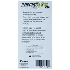 Pilot Precise V10 RT, 3 Pens, 4 Packs of Refills, Black Ink, 1.0mm BOLD Point