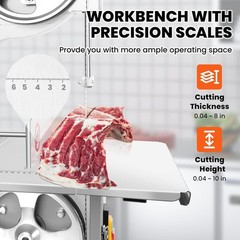 Electric Meat Bone BandSaw Machine 2500W Frozen Meat Slicer Cutter w/ 8 Blades