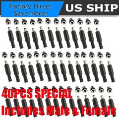 40 PCS MALE BARREL JACK PLUG FEMALE SOCKET PANEL MOUNT DC 12V POWER CONNECTORS*