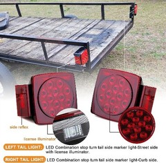 Trailer Lights, 2Pcs Square Red Led Rear Combination Tail Ligh Color: Red Lens