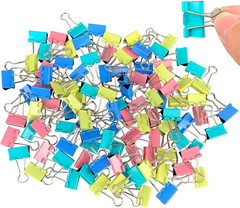 120pcs Small Binder Clips 3/4 Inch Metal Paper Clamps Colorful Office Use Desk