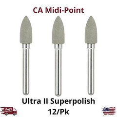 12/Pk CA Midi-Point Polishers Ultra II Grit Superpolish Finishing Mounted Points