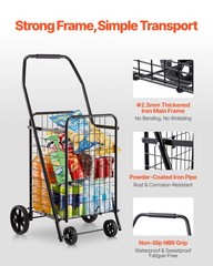 Uimoso Shopping Cart Folding Grocery Utility Cart with Swivel Wheels 90 LBS