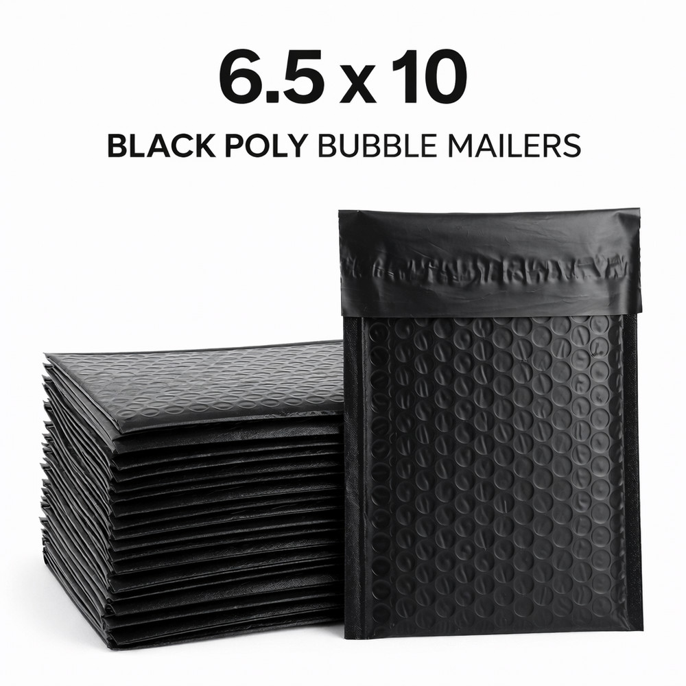 Black Bubble Mailers 6.5×10 Poly Padded Envelopes Self Seal Shipping Bags Bulk