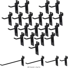 2-Inch Slatwall Hook Assortment Kit – 20 Durable Heavy-Duty Metal Hooks in Black