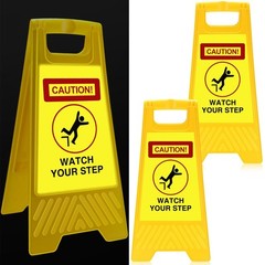 Fuutreo Reflective Caution Watch Your Step Sign Double Sided Floor Sign 24 x 11.