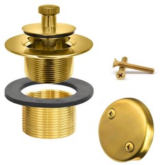 LXLOTUS Brushed Gold Bathtub Drain – Lift and Turn – Gold/Brass
