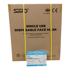 2500 Count Case – Safefit 3 Ply Disposable Face Masks Non Medical Adult 175x95mm