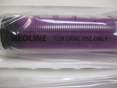 ( 1x ) 60mL Oral Syringe , Medline, Sterile Clear Barrel Purple Plunger with Cap