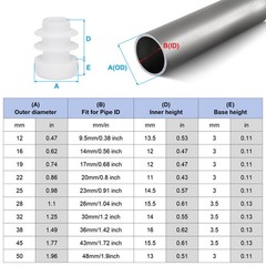 20Pcs 1.25″ Plastic Tubing End Caps Round Hole Plug Insert White