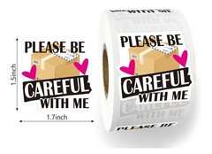 20 Count 1.5×1.7in Please Be Careful With Me Self-Adhesive Shipping Stickers