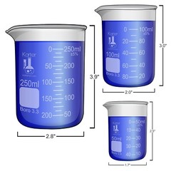 6 Pack Glass LabBeaker Set Measuring 3.3 Boro Griffin 10 50 100 250 500 1000ml