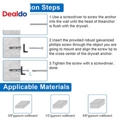 Zinc Self-Drilling Drywall Anchors with Screws Kit, 25 Heavy Duty Metal Wall Anc