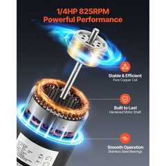 Uimoso Condenser Fan Motor with Capacitor 1/4HP 825RPM 208-230V Dual Rotation