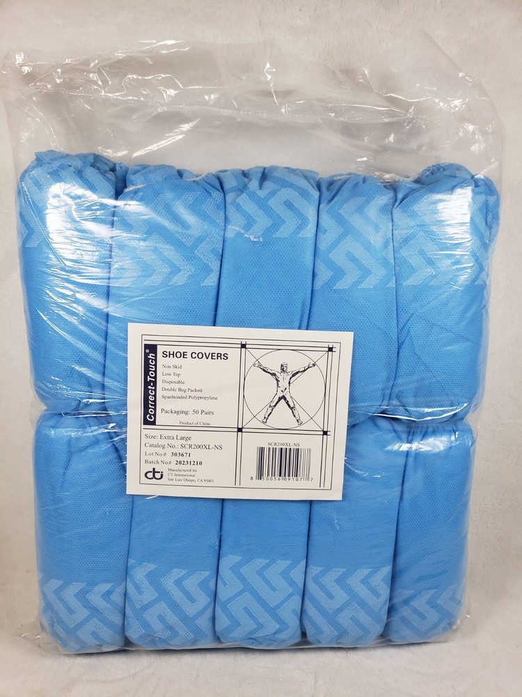 NEW 50 Pairs Correct-Touch BLUE Disposable XL Shoe Covers – in sealed package