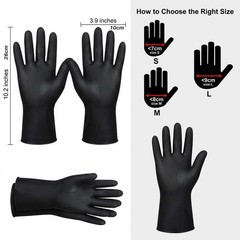 2Pcs Hair Dye Gloves, Black Reusable Rubber Gloves, Professional Hair Colorin…
