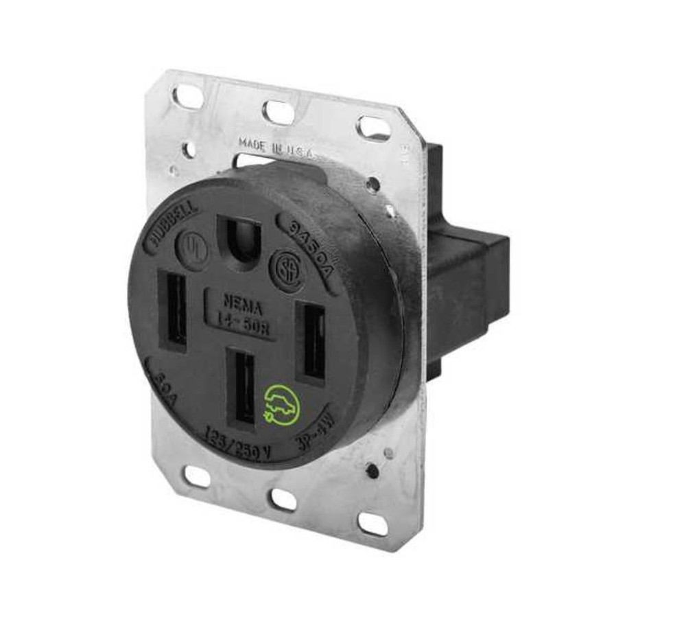 Hubbell HBL9450A Straight Blade Device Receptacle, RTP, Industrial Grade, 3-P…