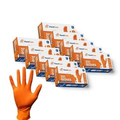 HandCare Orange Nitrile Gloves – Powder Free (8 Mil), 100 Gloves ( 1 BOX)