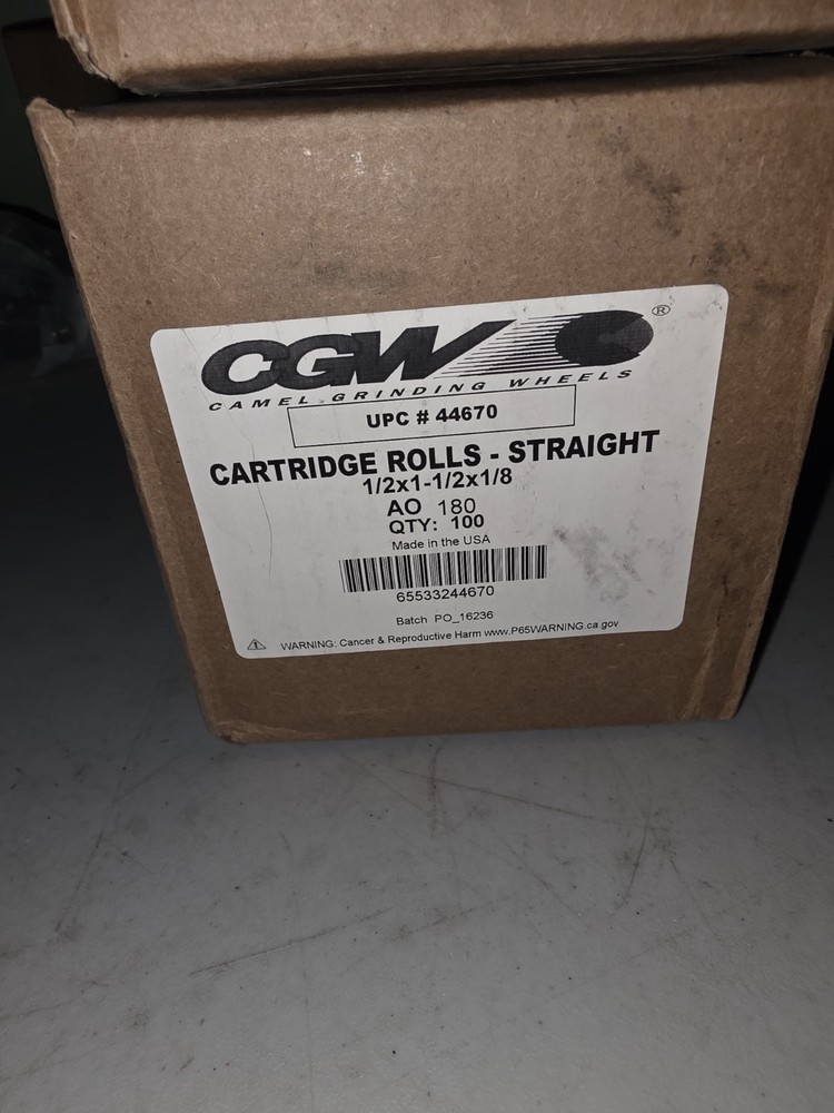 CGW Abrasives 44670 1/2″X1-1/2″X1/8″ 80 GRIT AO STRAIGHT CARTRIDGE ROLLS 100/BOX