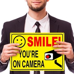 SIGNOGRAFX SMILE YOU’RE ON CAMERA SIGN, 10×7 inches Indoor and Outdoor use