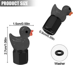 Glow in The Dark Cute Duck Tire Valve Caps, 4 Pack for Cars Motor Color: black