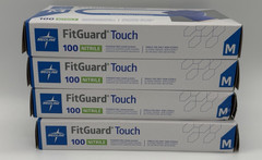 Medline FitGuard Touch Nitrile Exam Gloves Medium Blue Powder Free 400 Ct 4 Box