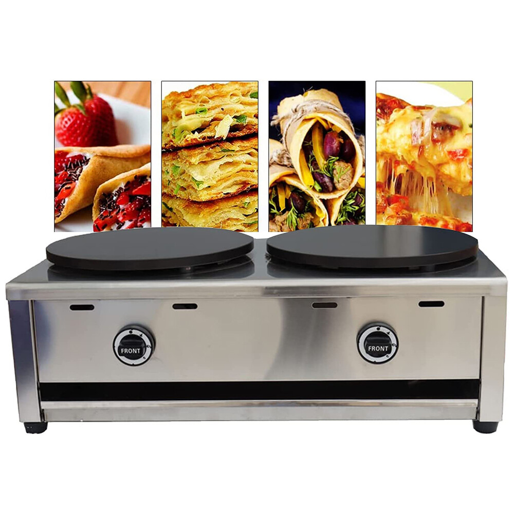 Commercial Crepe Maker 15.7in Natural Gas Nonstick Double Pancake Fruit Machine