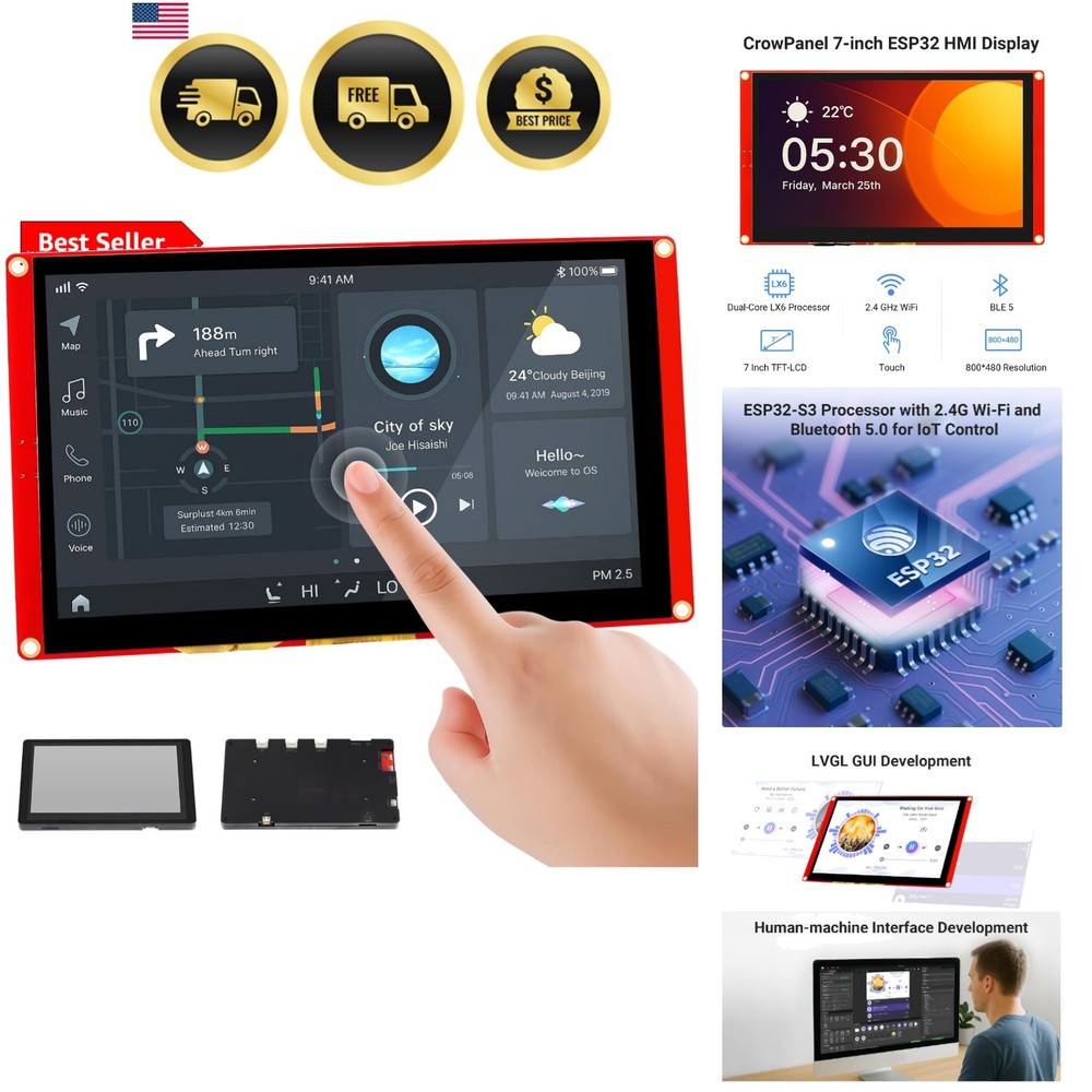 Display 800×480, 7 Inch HMI Basic RGB TFT LCD Touch Screen with Acrylic Case,…