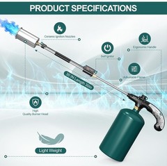Propane Torch Weed Burner, Adjustable Flame Thrower with Detachable Handle, Blow