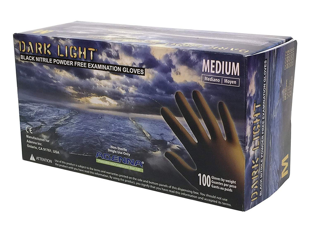 Dark Light 9 Mil Nitrile Powder Free Exam Gloves (Black, X-Large), 100 Count (Pa