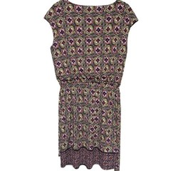 Worthington Large Coral Pink Geometric Link Print V-Neck Sleeveless Top