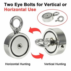 2000 LBS Strong Fishing Magnet Kit Double-Sided Pull Force and Rope Carabiner US