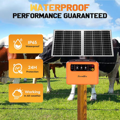24 Hour Solar Electric Fence Charger, 30 Miles Solar Fence Energizer, 6-12KV Adj