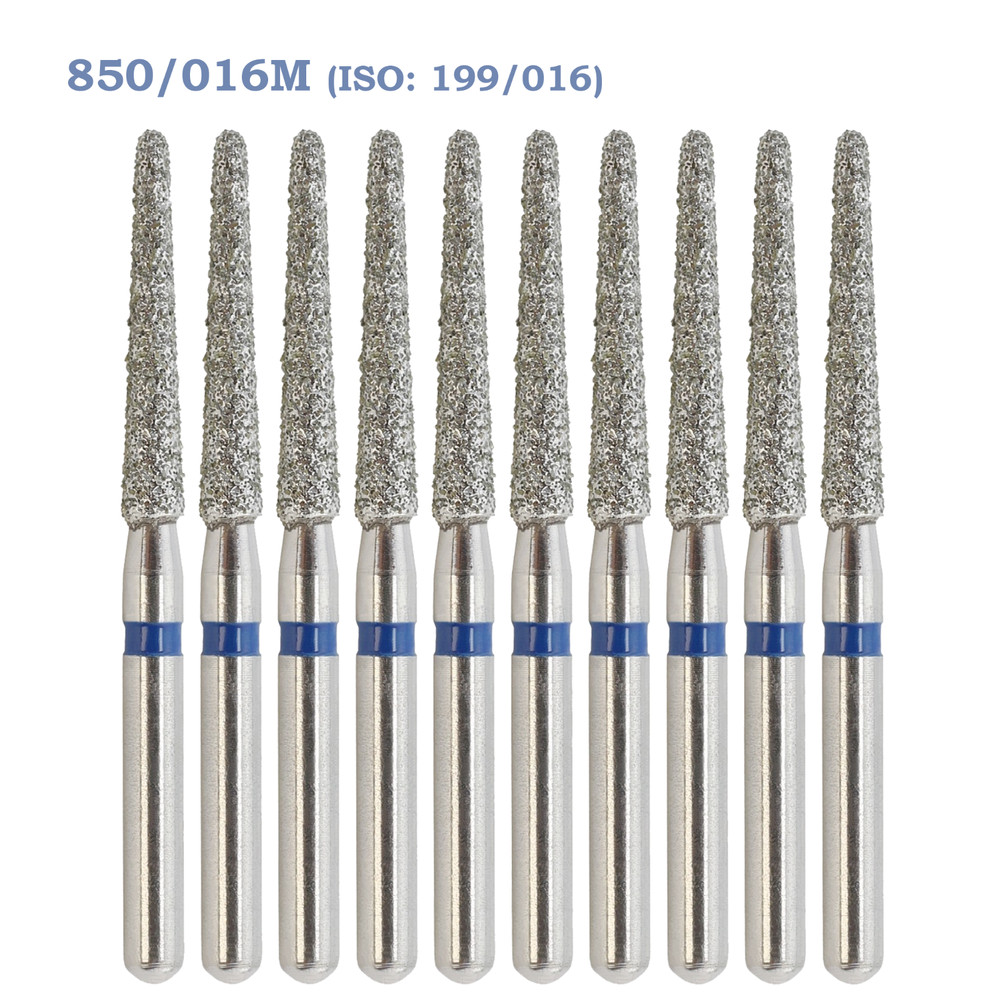 10pcs/pk Dental Diamond Burs FG 850/016M Medium Round End Taper Bur High Speed