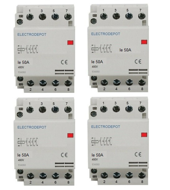 Lot of 4 Contactor 4 Pole 40 AMP Lighting NO 40A, 120VAC coil, 30A 50A 60A 3ph