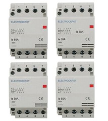 Lot of 4 Contactor 4 Pole 40 AMP Lighting NO 40A, 120VAC coil, 30A 50A 60A 3ph