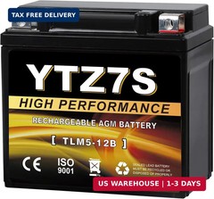 YTZ7S-BS 12V 6Ah AGM Sealed Motorcycle Battery, Maintenance-Free, Compatible wit