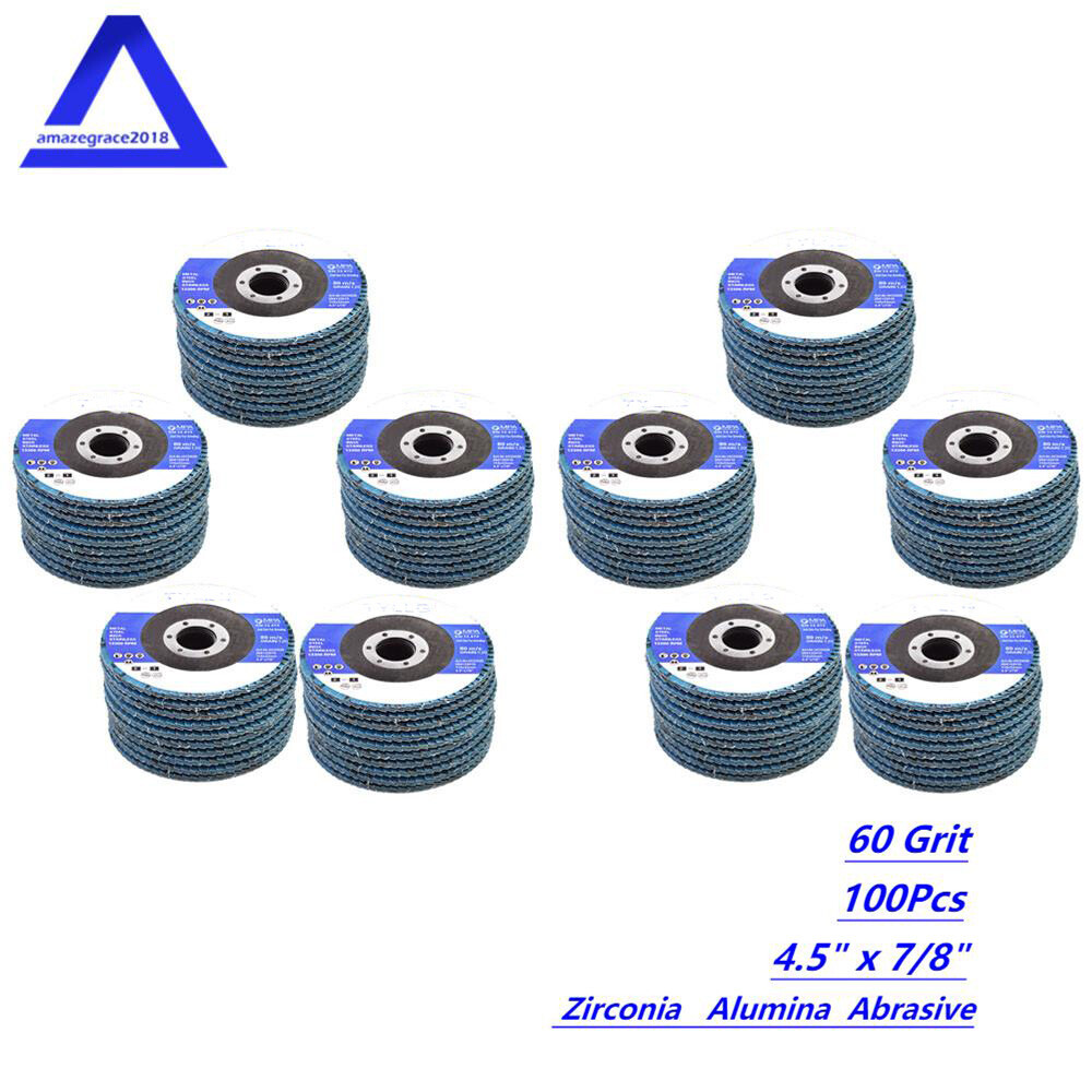 100Pack 4-1/2″×7/8” 60 Grit T29 Premium Zirconia Flap Disc Sanding Grinding